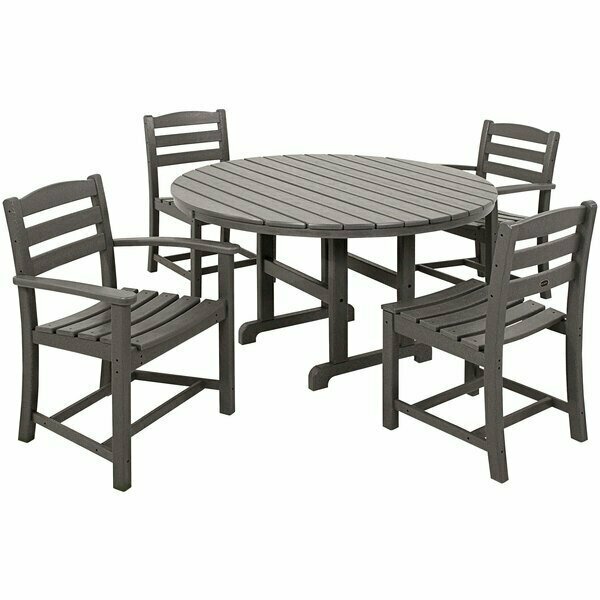 Polywood La Casa Cafe 5-Piece Slate Grey Dining Set with 2 Arm Chairs and 2 Side Chairs 633PWS1711GY